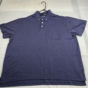 Orvis Men Polo Shirt XXL Blue Modal/Poly Blend Pocket Short Sleeve Peru Golf
